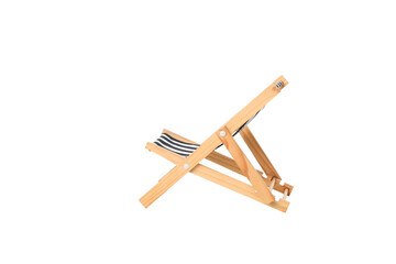 Empty deck chair isolated on white background