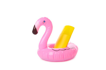 Accessories for summer skin and body care, isolated on white background