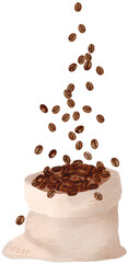 coffee beans bag watercolor png