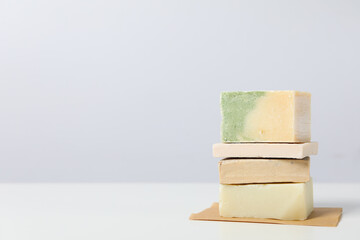 Soap - spa, beauty procedures and skin care concept, space for text