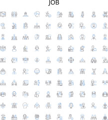 Job outline icons collection. work, job, employment, occupation, task, labor, hiring vector illustration set. position, assignment, contract linear signs