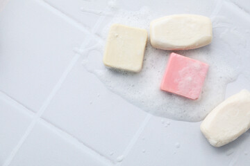 Soap - spa, beauty procedures and skin care concept, space for text