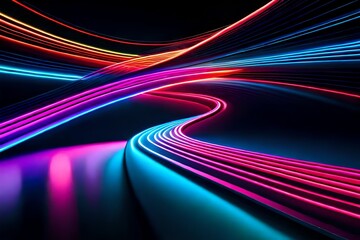 abstract neon wave lights background isolated on dark