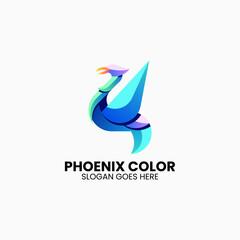 Vector Logo Illustration Phoenix Gradient Colorful Style