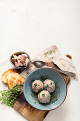 Homemade Fresh Bread dumpling.(German name is Semmelknödel) European food.