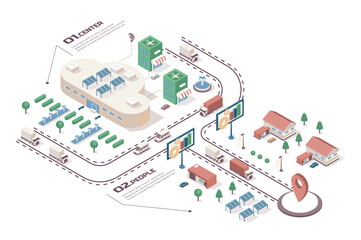 Cloud data center concept 3d isometric web infographic workflow process. Infrastructure map with database system, computing and storage technology. Vector illustration in isometry graphic design