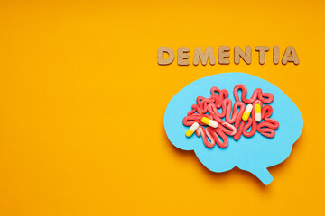 Dementia and parkinson's disease, ADHD, composition for head disease theme, space for text