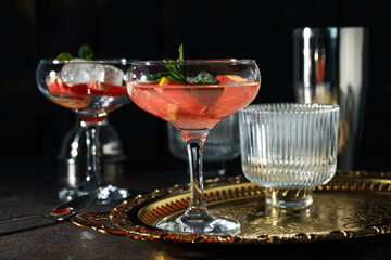 Grapefruit cocktail, alcohol or non alcoholic drink for party