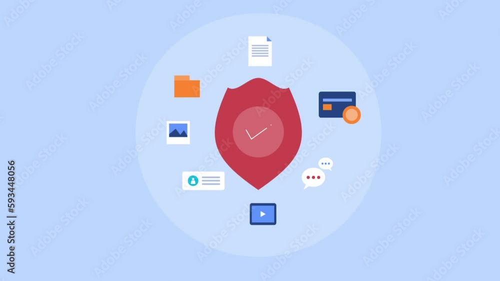 Poster internet security shield protecting online data information privacy, cyber technology conceptual vid