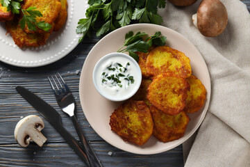 Tasty food concept - potato pancakes, delicious homemade food