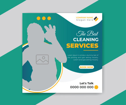 Best cleaning service for home social media post or web banner template