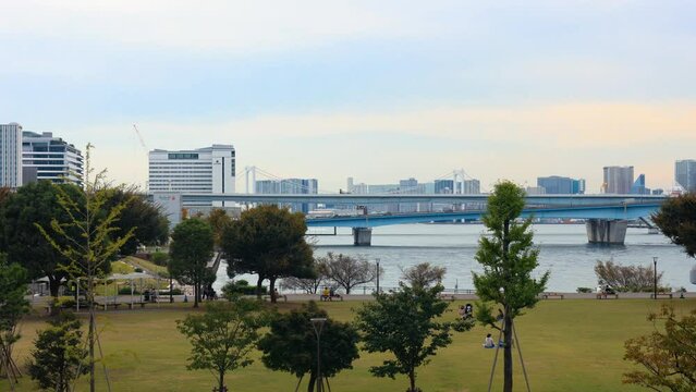 View of Tokyo Bay from Toyosu, Japan