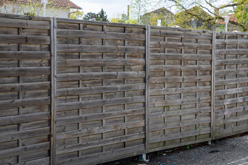 home barrier wood row private wooden fence around house street view