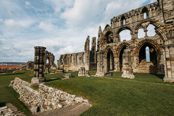 Fototapeta premium Whitby Abbey ruins UK in Scarborough Borough Concil of England North Yorkshire