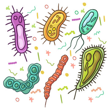Set of infectious microorganisms. Pathogen microorganisms set vector