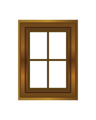 Wooden window frame with glass vector isolated on white. Vintage window.
