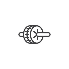 Exercise roller wheel line icon