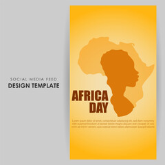 Vector illustration of Happy Africa Day social media story feed mockup template