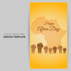 Vector illustration of Happy Africa Day social media story feed mockup template