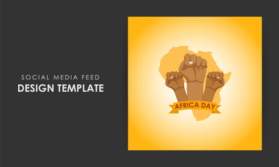 Vector illustration of Happy Africa Day social media story feed mockup template
