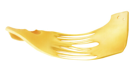 Melted cheese in the air on a white background