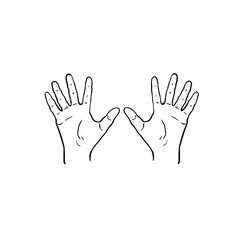 hand drawn illustration of a finger showing the number ten on white background