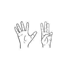 hand drawn illustration of a finger showing the number eight on white background
