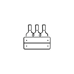 Wine in Wooden Box Line Style Icon Design