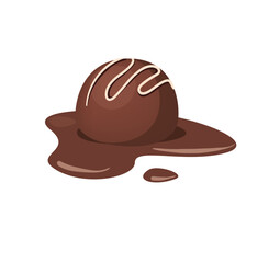 Concept Cocoa chocolate dessert. This illustration is a flat, vector cartoon design featuring a delicious chocolate dessert on a white background. Vector illustration.