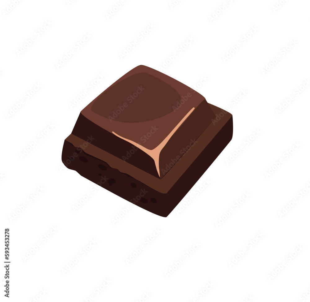 Poster concept cocoa piece of chocolate. the illustration is a flat design vector image of a single piece o