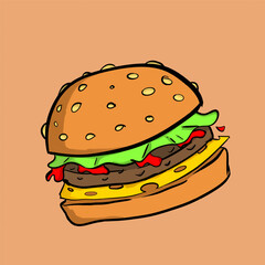 Tasty Burger. Illustration of juicy burger