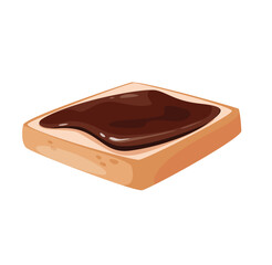 Concept Cocoa chocolate bread toast butter. The illustration is a flat vector design with a cartoonish concept featuring a slice of chocolate bread toast on a white background. Vector illustration.