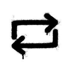 Spray Painted Graffiti Refresh Arrow Sprayed isolated with a white background. graffiti Refresh Arrow icon with over spray in black over white. © Doa Bunda