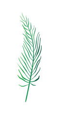 Fototapeta premium Concept Jungle botany plant branch leaf. A stylized image of a jungle plant, with a single green branch and leaves, is depicted in this design. Vector illustration.