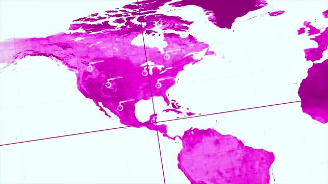 Digital World Map Scan Animation. Future Business Technology Concept. 4K 