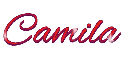 Camila - red color - female name - sparkles - ideal for websites, emails, presentations, greetings, banners, cards, books, t-shirt, sweatshirt, prints
