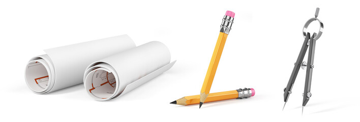 construction tools concept isolated on white	