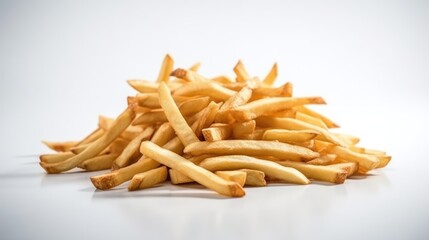 Tempting Crispy Goodness: Background of Delicious French Fries and Ketchup - Top View Generative Ai