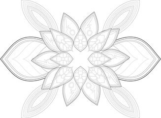 Hand Drawn Flowers for Adult Anti Stress of coloring page in Monochrome Isolated on White Background.-vector