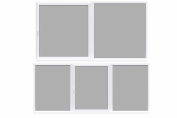 windows in the interior isolated on white background, 3D illustration, cg render