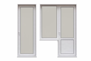 windows in the interior isolated on white background, 3D illustration, cg render
