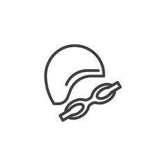 Swimming hat and glasses line icon