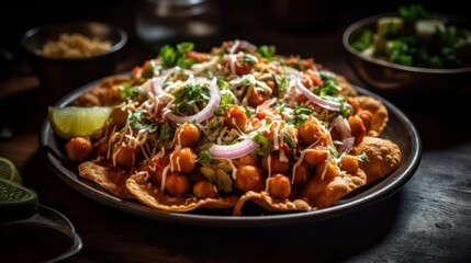 Fototapeta premium Chaat Temptations: A Flavorful Journey into Indian Street Food Generative Ai
