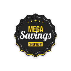 Mega Savings Label Vector Illustration