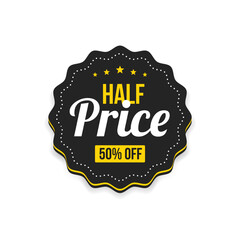 Half Price Label Vector Illustration