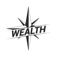 Wealth Concept, Compass Isolated Vector Illustration