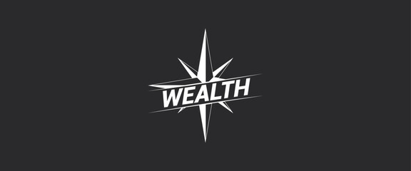 Wealth Concept, Compass Isolated Vector Illustration