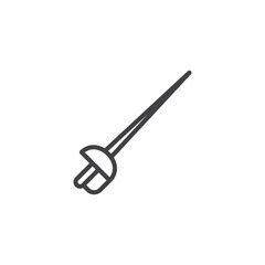 Fencing rapier line icon
