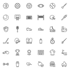 Sports and awards line icons set