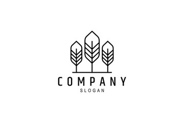 Simple Pine Tree logo in linear design style